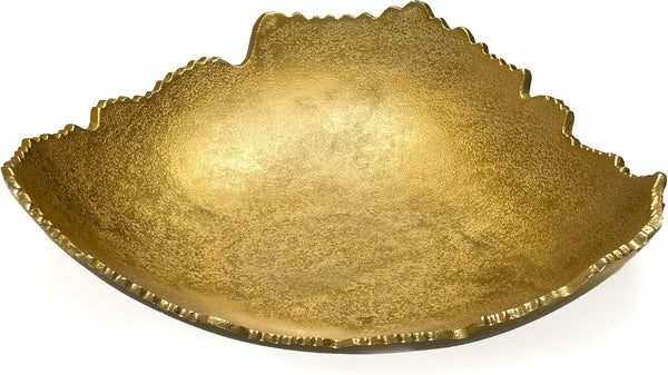 12” Decorative Antique Golden Allure Torn Metal Centerpiece Bowl with Sculpted Edges5
