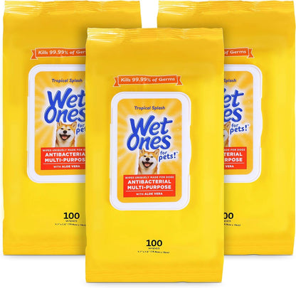 Wet Ones for Pets Antibacterial Dog Wipes, Tropical Splash, 50 Count | Multi-Purpose Grooming Wipes with Aloe Vera for Paws, Face, and Body; Easy Cleanups between Baths9