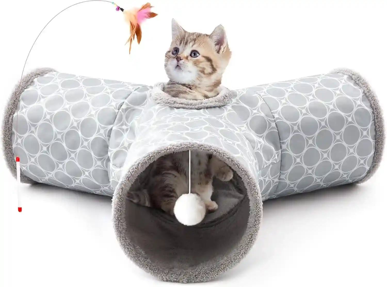tempcore-pet-cat-tunnel-tube-toys-3-way-collapsible-tunnels-for-indoor-cats-interactive-tube-with-teaser-wand-peek-holes-hanging-ball-black-blue