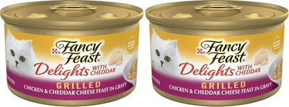 Purina Fancy Feast Delights with Cheddar Grilled Chicken and Cheddar Cheese Feast in Wet Cat Food Gravy Cat Food - (Pack of 24) 3 Oz. Cans11