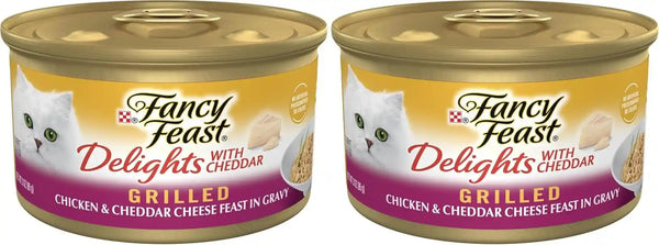 Purina Fancy Feast Delights with Cheddar Grilled Chicken and Cheddar Cheese Feast in Wet Cat Food Gravy Cat Food - (Pack of 24) 3 Oz. Cans11