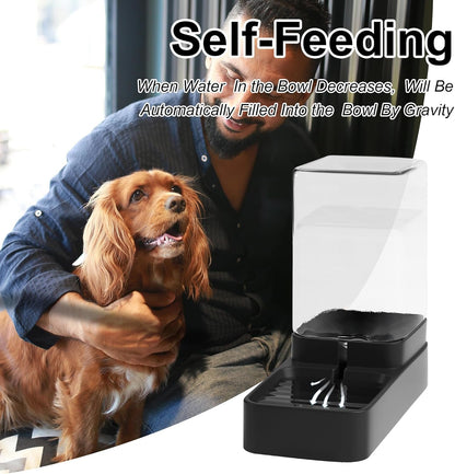 Automatic Cat Feeder and Water Dispenser in Set with Pet Food Bowl,Gravity Dog Waterer and Food Feeder for Small Medium Dog Cat Puppy Kitten Large Capacity(3.3L,Black)6
