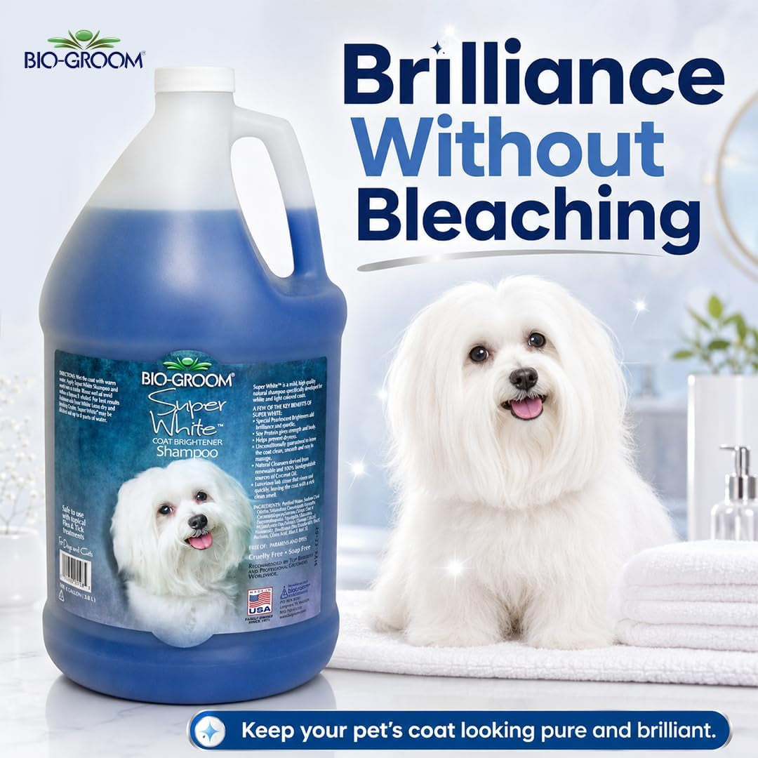 bio-groom-super-whitening-dog-shampoo-whitening-pet-shampoo-dog-bathing-supplies-puppy-wash-grooming-supplies-cruelty-free-1-gallon