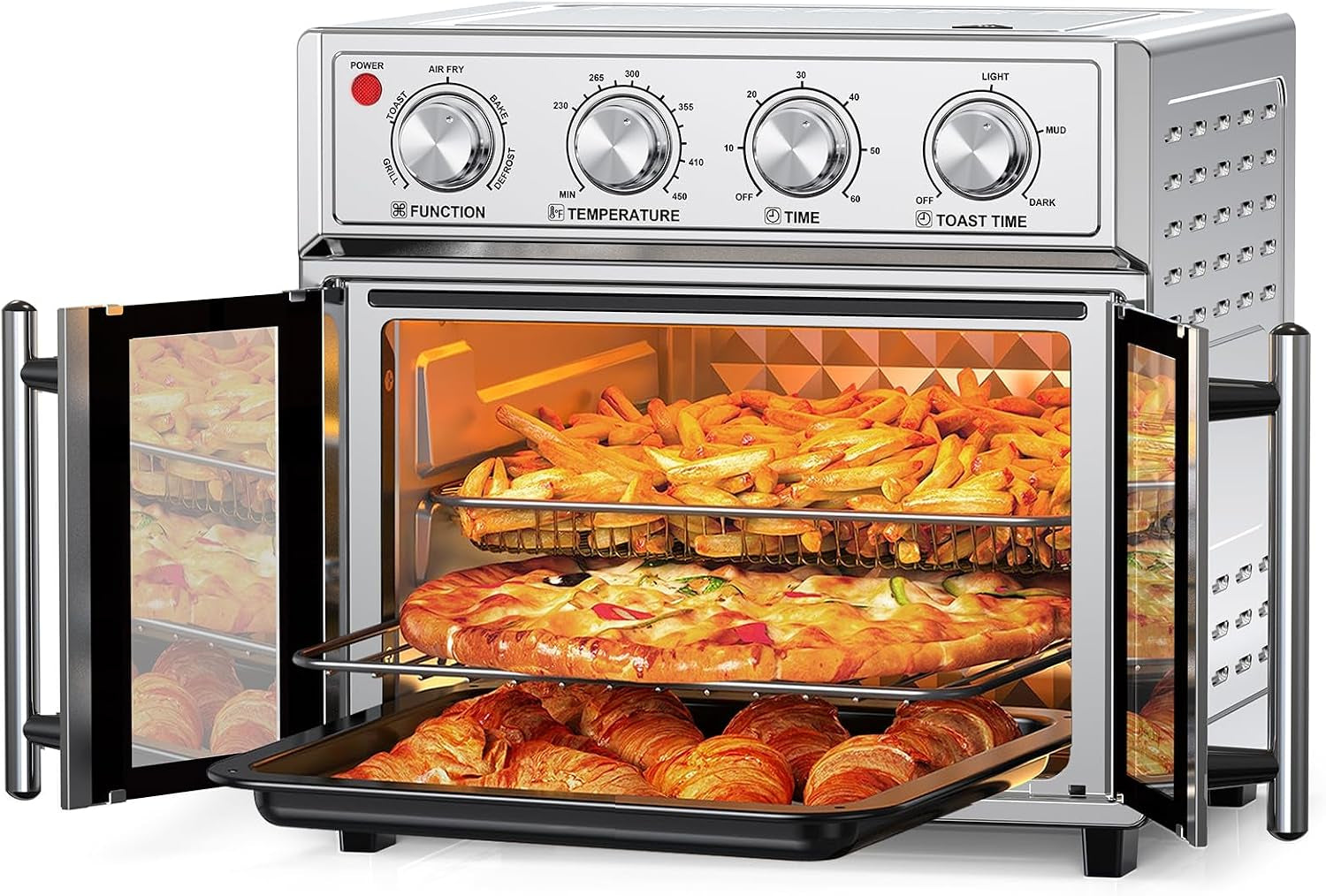 plumchef-27-5-quart-extra-large-6-slices-air-fryer-convection-toaster-oven-french-door-1700w-multifunction-oven-for-air-fryer-toast-grill-defrost-bake-stainless-steel