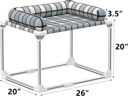Bedside Cosleeper Dog Bed with Bloster, Height Elevated Pillow Bed Dog | Extension Attached to Human Bed for Dog Cat, Window Perch Bedside Lounge Elevated, Stainless Steel, Anti-Slip Feet5