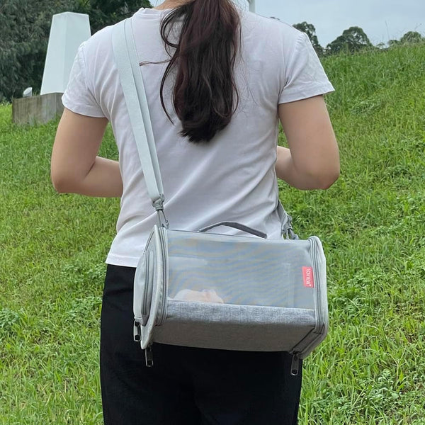 Guinea Pig Carrier Travel Small Animal Carrier Bag Lizard Bird Rabbit Carrier Cage Squirrel Breathable Bag Portable Travel Hamster Small Pet Hangbag (Small, Gray)5