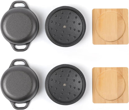 Cast Iron Pre Seasoned Mini Cast Iron Bread Bowl Dutch Oven Set of 2 Black7