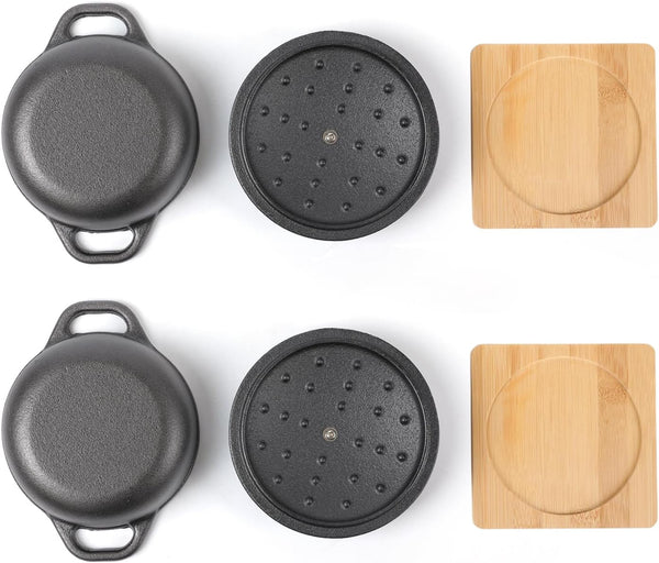 Cast Iron Pre Seasoned Mini Cast Iron Bread Bowl Dutch Oven Set of 2 Black7