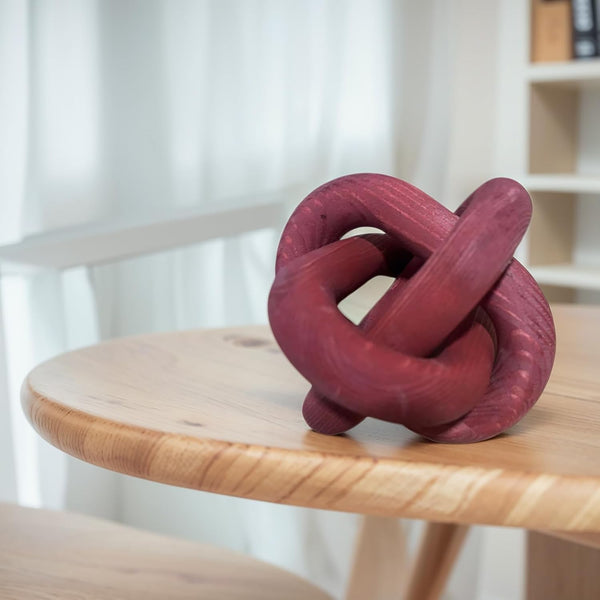 Wood Knot Decor -Coffee Table Decor,Wine Red Decor Shelf Decor | Entry Table Accessorie Boho Rustic Modern Shabby Chic Style Decor 3 Link Wooden Knot Chain Link Decor Burgundy Home7