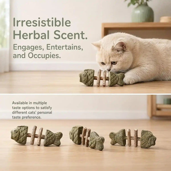 Sterling Whiskers Cat Chew Stick, Catnip & Silvervine Fishbone Toy, 2 PCS | Natural Catnip & Silvervine, Fishbone Texture, Chewing Enrichment, Oral Care Support, Indoor Cat Toy6