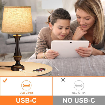 Touch Lamps for Nightstand, 3 Way Dimmable Lamps for Bedroom with USB C+A | Touch Control, USB C+A Charging Ports, Table Lamps for Living Room, Night Stands, Bedside, Bedroom, Bulb Included, Black7