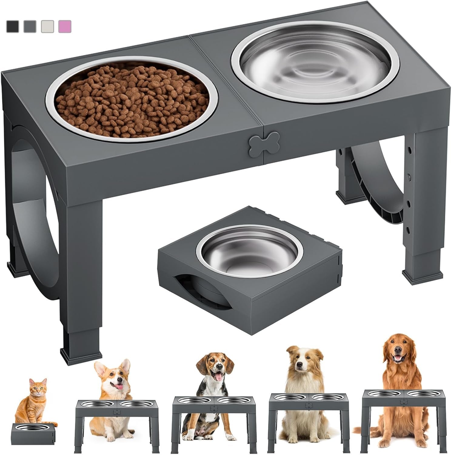xiaz-elevated-dog-bowls-large-breed-raised-dogs-bowl-stand-large-medium-sized-dog-stainless-steel-food-water-bowl-stands-5-heights-adjustable-9-11-12-14in-black-pet-feeder-dish-station