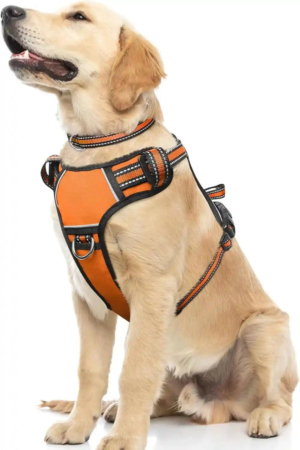 Dog Harness No Pull, Pet Harnesses with Dog Collar, Adjustable Reflective Oxford Outdoor Vest, Front/Back Leash Clips for Small, Medium, Large, Extra Large Dogs, Easy Control Handle for Walking19