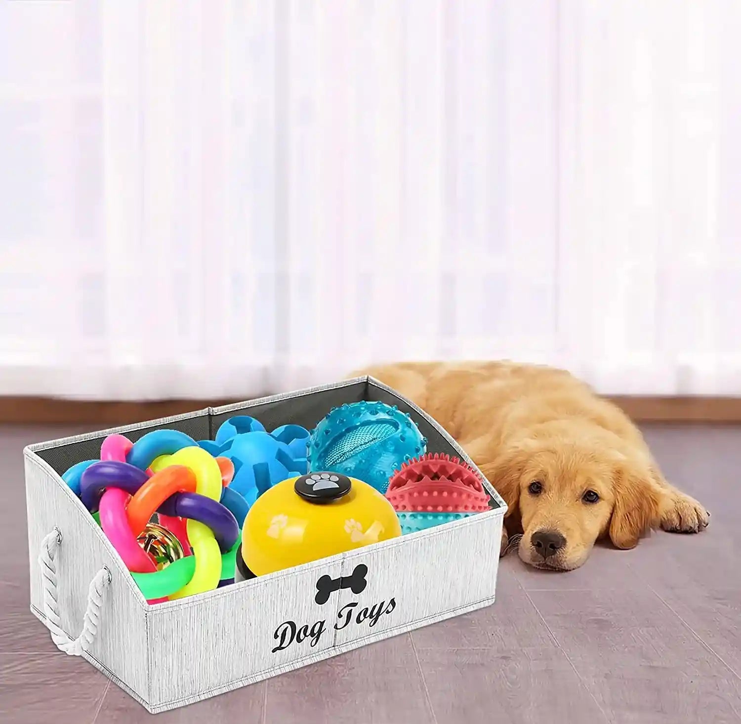 morezi-large-dog-toy-bin-puppy-shallow-toy-basket-dog-toy-storage-perfect-for-living-room-playroom-closet-home-organization-grey-canvas