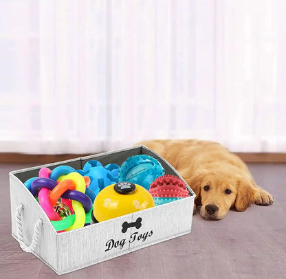 Morezi Large Dog Toy Bin Puppy Shallow Toy Basket Dog Toy Storage Perfect for Living Room Playroom Closet Home Organization - Grey Canvas5