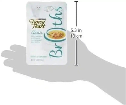 Purina Fancy Feast Broths Classic with Chicken and Vegetables Lickable Wet Cat Food Broth Topper, Pack of 16, 1.4 Oz Pouches3