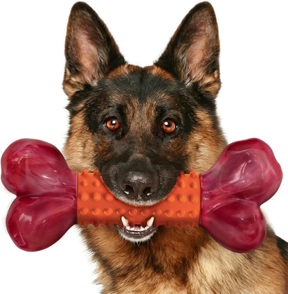 Tough Dog Toys for Aggressive Chewers: Beef Flavored Long Lasting Dog Bones for Large Dogs, Indestructible Dog Chew Toys to Keep Them Busy, Large Dog Toys for Medium & Large Breed, Red11