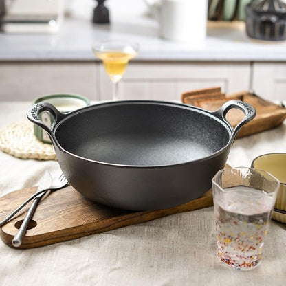 Cast Iron Wok with Dual Handle, Pre-Seasoned Stir-Fry Pans (Wok with Lid 11 Inch)7