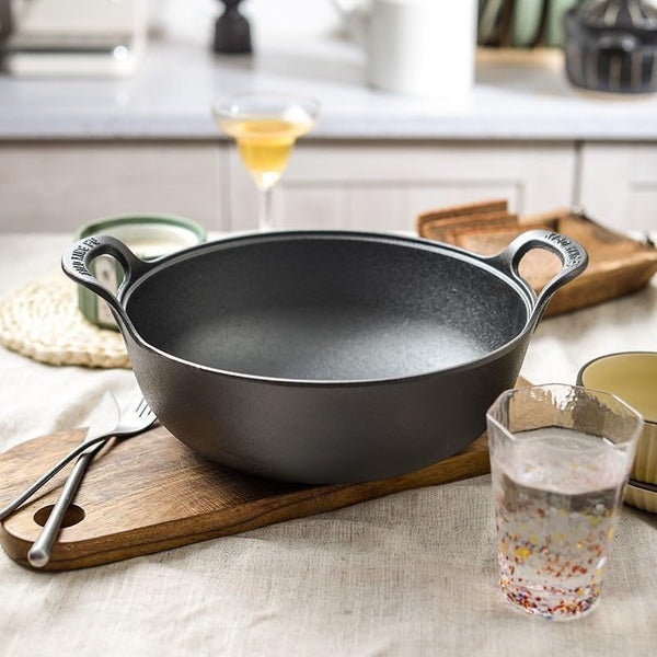Cast Iron Wok with Dual Handle, Pre-Seasoned Stir-Fry Pans (Wok with Lid 11 Inch)7