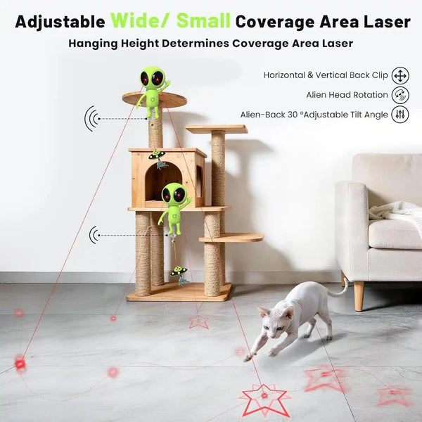 ORSDA Laser Cat Toys for Indoor Cats, 2 in 1 Interactive Automatic Dual Laser & Catnip UFO Dangler for Kitten Toys, Truly Random Trajectory Radar Motion-Activated, Rechargeable 4 Modes, Clamp Design4