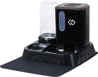 Gravity Cat Feeder & Automatic Water Dispenser – 3-In-1 Cat Feeding Station with Absorbent Feeding Mat, Spill-Proof Automatic Cat Feeder for Indoor Cats, Small Dogs & Multi-Pet Homes1