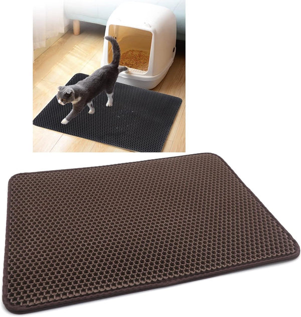 HTTMT- (23.6X18 Inch) Pet Supplies Cats Litter & Housebreaking 60X45 Brown Cat Litter Mat Double Layer Pad Trapper Folding Pad EVA Foam Rubber…8