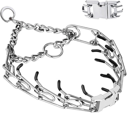 Prong Collar for Dogs, Dog Training Collar for Small Medium Large Dogs | Dog Pinch Collar, Adjustable Size, No Pull, Quick Release Buckle, Hook 360° Swivel, High Quality, Extra Link and Rubber Cap1