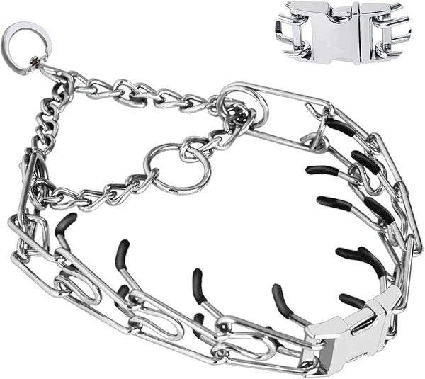 Prong Collar for Dogs, Dog Training Collar for Small Medium Large Dogs | Dog Pinch Collar, Adjustable Size, No Pull, Quick Release Buckle, Hook 360° Swivel, High Quality, Extra Link and Rubber Cap1