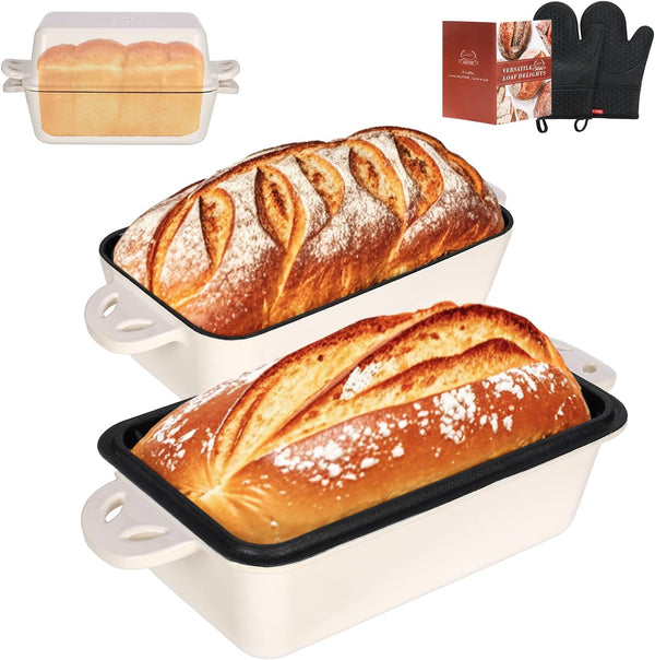 9X5 Enameled Cast Iron Loaf Pan with Lid - 2 in 1 Bread Pan for Baking Homemade Sourdough1