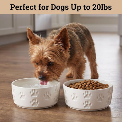 Ceramic Dog Bowl Set of 2 with Anti-Skid Base, 5.5"W X 2"H, 2 Cup Capacity | Thick Ceramic, Dishwasher Safe, Anti-Skid Rubber Base, 2 Cups per Bowl, Ceramic Food and Water Bowls Set of 2 for Small Dogs3