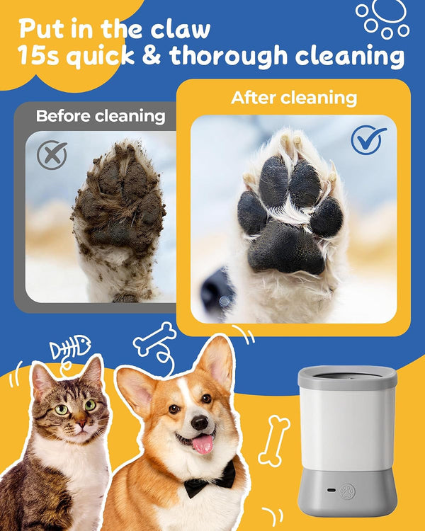 Electric Dog Paw Cleaner for Dogs，2 Speeds Automatic Dog Foot Paw Washer for Small Medium to Large Cat Dog Pet (Grey)2