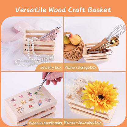Farmhouse Wooden Crates, 5" Rustic Table Centerpiece Decor Box for Wedding, Birthday & Spring Party, Small Decorative Wood Nesting Baskets for DIY Craft Displays & Home Organization (Pack of 8)4