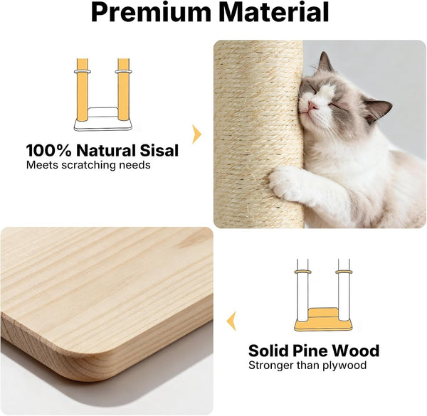 Veehoo Cat Wall Shelves, 28.3" Cat Wall Furniture with Scratcher | Cats Wall Climber, Dual Sisal Scratching Posts, Carpeted Perch, Easy Installation, Drywall Mounting6