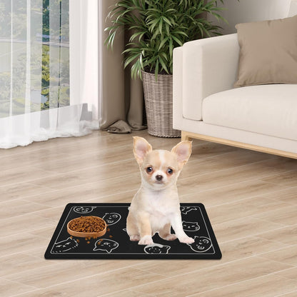 Pet Feeding Mat, Absorbent Dog Mat, Quick Dry Pet Food Mat Cat Feeding Mat Pet, Quick Dry Water Dispenser Mat Pet Supplies for Dog and Cat (Black, (12"X19"))6