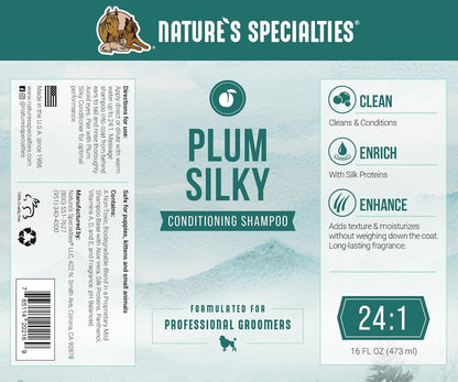 Nature'S Specialties Plum Silky Ultra Concentrated Dog Shampoo Conditioner, Makes up to 3 Gallons, Natural Choice for Professional Pet Groomers, Silk Proteins, Made in USA, 16Oz5