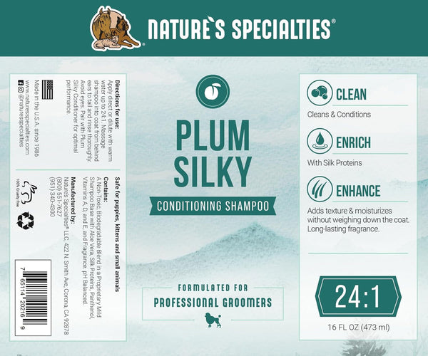 Nature'S Specialties Plum Silky Ultra Concentrated Dog Shampoo Conditioner, Makes up to 3 Gallons, Natural Choice for Professional Pet Groomers, Silk Proteins, Made in USA, 16Oz5
