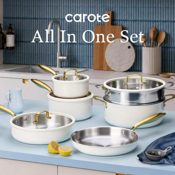 18 PCS Stainless Steel Cookware Set, Pots and Pans Set | Oven & Dishwasher Safe, Kitchen Set with Silicone Lids, Compatible with Induction,Durable7