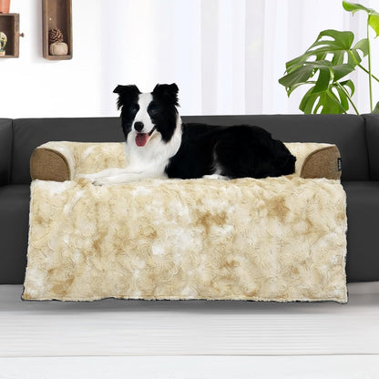 Calming Large Dog Bed for Couch, 41 X 37 Inch Removable Couch Cover for Dogs Washable, Non-Slip Fluffy Plush Dog Sofa Mat for Furniture Protector - Grey22