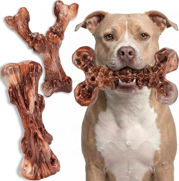 Kseroo 3-Pack Indestructible Dog Chew Toys for Aggressive Chewers, 25-90Lbs | Bacon Flavored Rock-Hard Solid Nylon Dog Bones for Medium & Large Breeds, Keeps Them Busy, Dental Textured, Long Lasting - XL1