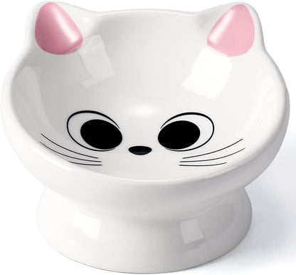 Raised Cat Food Bowl Ceramic 15° Tilted Cat Food Bowls Protect Cat'S Spine anti Vomiting Backflow Prevention Bowls for Adult Kitty, Kitten, and Small Dogs, Pink1
