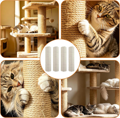 4 Pcs Cat Scratching Post Replacement 12In Cat Tree & Tower Scratch Pole Refill Parts with M8 Screws Sisal Rope Cat Furniture Protector7