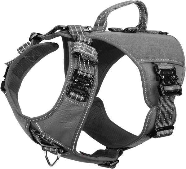 ICEFANG Quick-Moving Tactical Dog Harness for Large Dogs,No Pull Dog Vest | Control Handle,Reflective,Full Metal Buckles,Adjustable,Hook-And-Loop Panel,Soft Padded,Pink,Large10