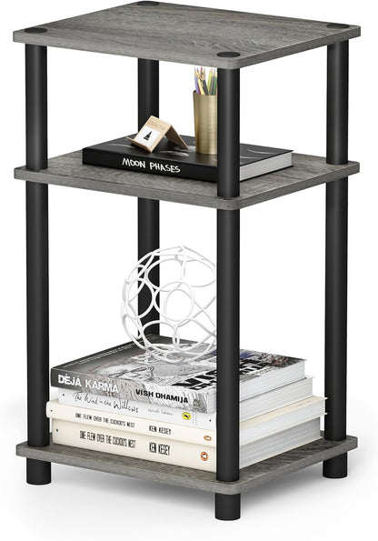 JUST Toolless 3-Tier Side Table, Open Shelf End Table, French Oak | Soft-Corner, Night Stand, Bedside Table, for Living Room, Bedroom, Bathroom1