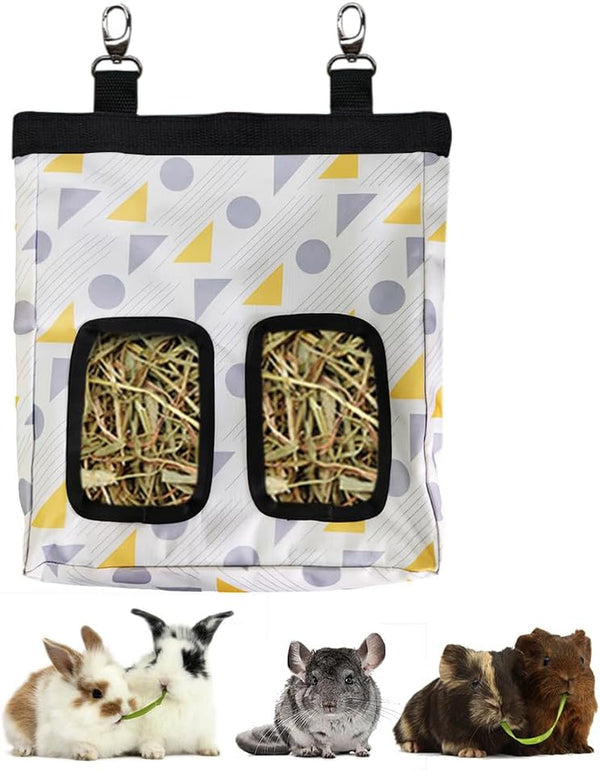 RIOUSSI Guinea Pig Hay Feeder, Hanging Rabbit Hay Feeder Bag. Blueflower | Upgraded Double Layer Fabric | Bite Resistant | Cleaner Hay & Less Mess | Small Animal Hay Holder for Bunnies & Chinchillas8