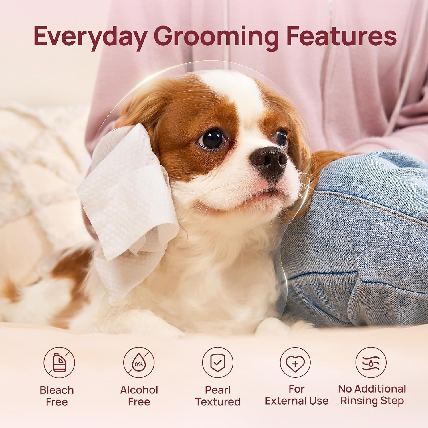 hicc-pet-pet-cleaning-wipes-for-dogs-cats-paws-coat-100-count-pearl-textured-with-fermented-coconut-oil-and-damask-rose-for-face-and-rear-end-cleaning-after-walks-or-between-baths