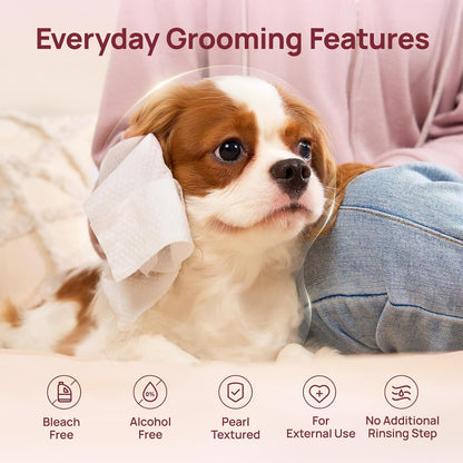 HICC PET Pet Cleaning Wipes for Dogs & Cats, Paws & Coat, 100 Count | Pearl-Textured, with Fermented Coconut Oil and Damask Rose, for Face and Rear-End Cleaning after Walks or between Baths6