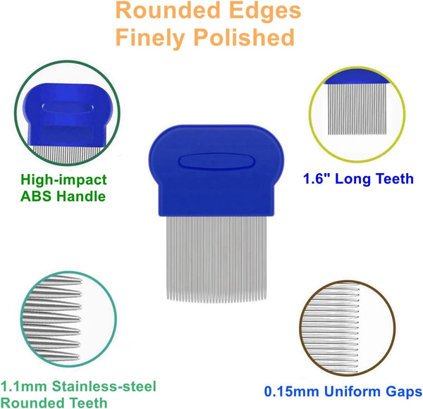 5 Pack Flea Lice Comb,Stainless Steel Dog Cat Grooming Combs with Rounded Teeth,Double Sided Professional Pet Tear Stain Remover,Dematting Tool for Small, Ideal for All Pet4