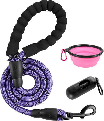 BARKBAY Dog Leashes for Large Dogs Heavy Duty Dog Leash 4/5/6 FT with Comfortable Padded Handle and Highly Reflective Threads for Medium Large Dogs Walking Training Running (5Ft-1/2'',Pink)18