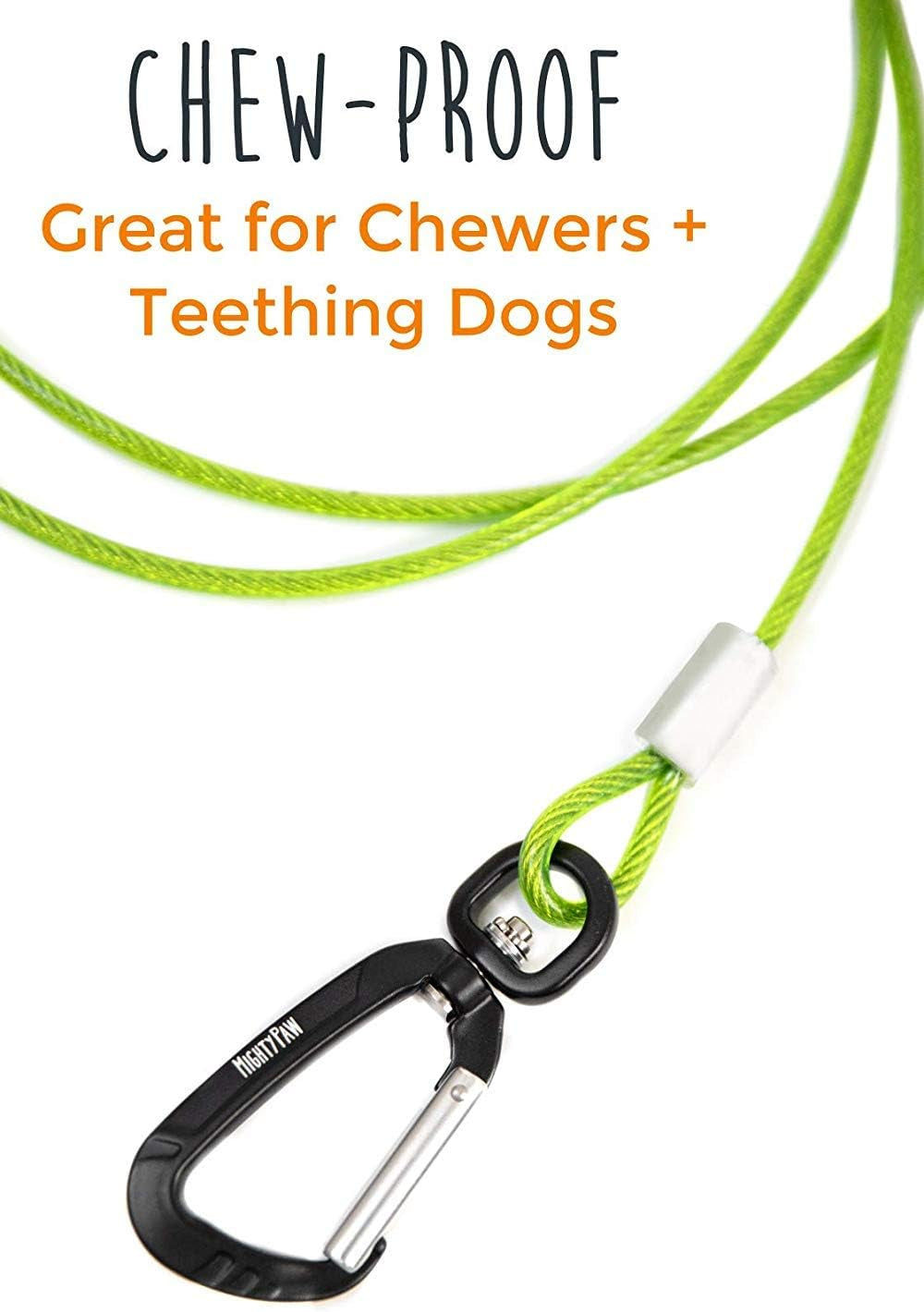 mighty-paw-dog-leash-anti-biting-pets-leashes-chew-proof-metal-cable-ideal-for-large-dogs-and-teething-puppies-braided-cord-with-padded-handle-six-foot-green
