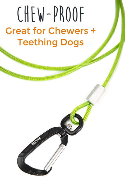 Mighty Paw Dog Leash - anti Biting Pets Leashes - Chew Proof Metal Cable - Ideal for Large Dogs and Teething Puppies - Braided Cord with Padded Handle - Six Foot - Green3
